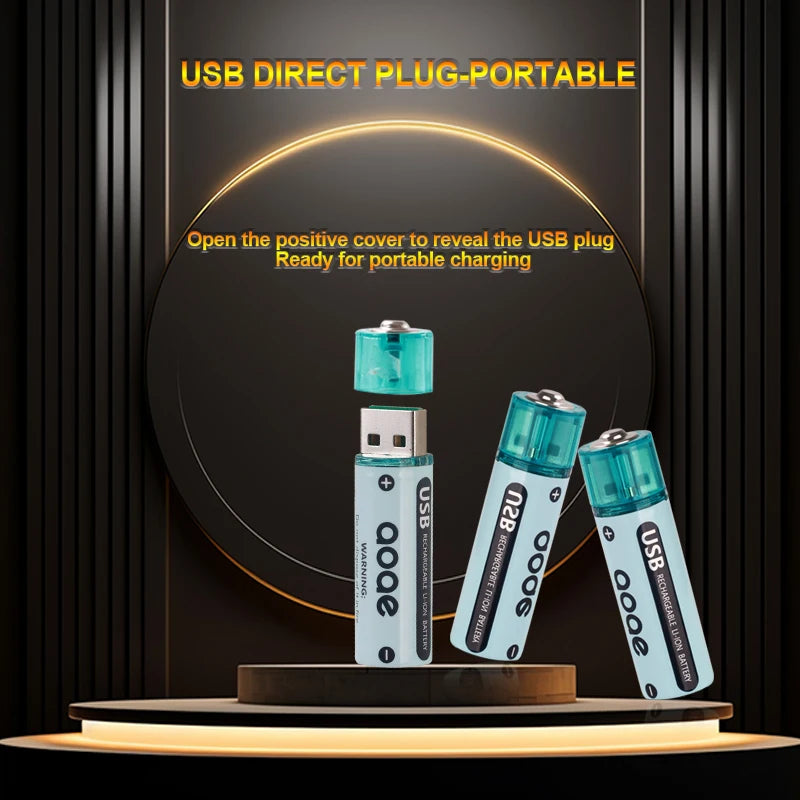 Baterías recargable AA Larga capacidad 1.5V entrada USB 2700mAh  Batería de litio.