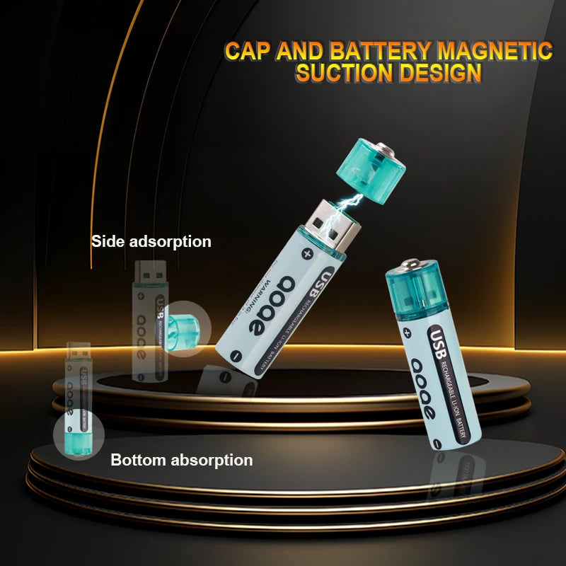 Baterías recargable AA Larga capacidad 1.5V entrada USB 2700mAh  Batería de litio.